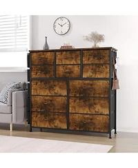 gaomon 12 Drawer Dresser for Bedroom, Fabric Storage with Side Pockets and Hooks, Large Chest of Drawers for Closet, Living Room, Hallway