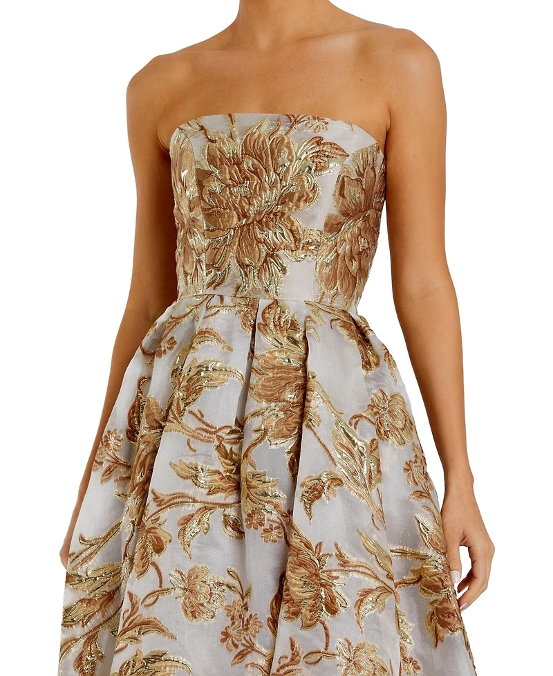 Mac Duggal Petite Strapless Brocade Midi Dress with Pockets