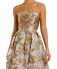 Mac Duggal Petite Strapless Brocade Midi Dress with Pockets