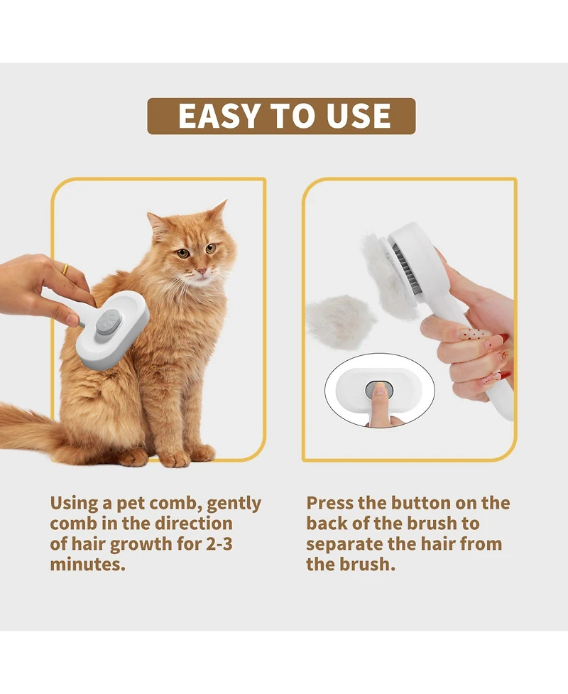 Aostirmotor Pet Grooming Brush for Dogs & Cats, Detangling Shedding Tool with Ergonomic Handle