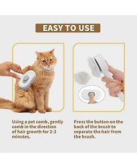 Aostirmotor Pet Grooming Brush for Dogs & Cats, Detangling Shedding Tool with Ergonomic Handle