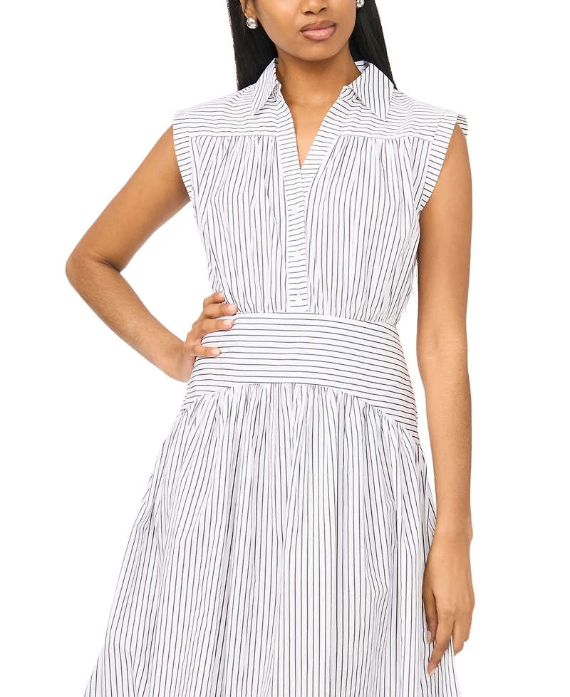 Msk Women's Collared Shirred Button-Down Dress