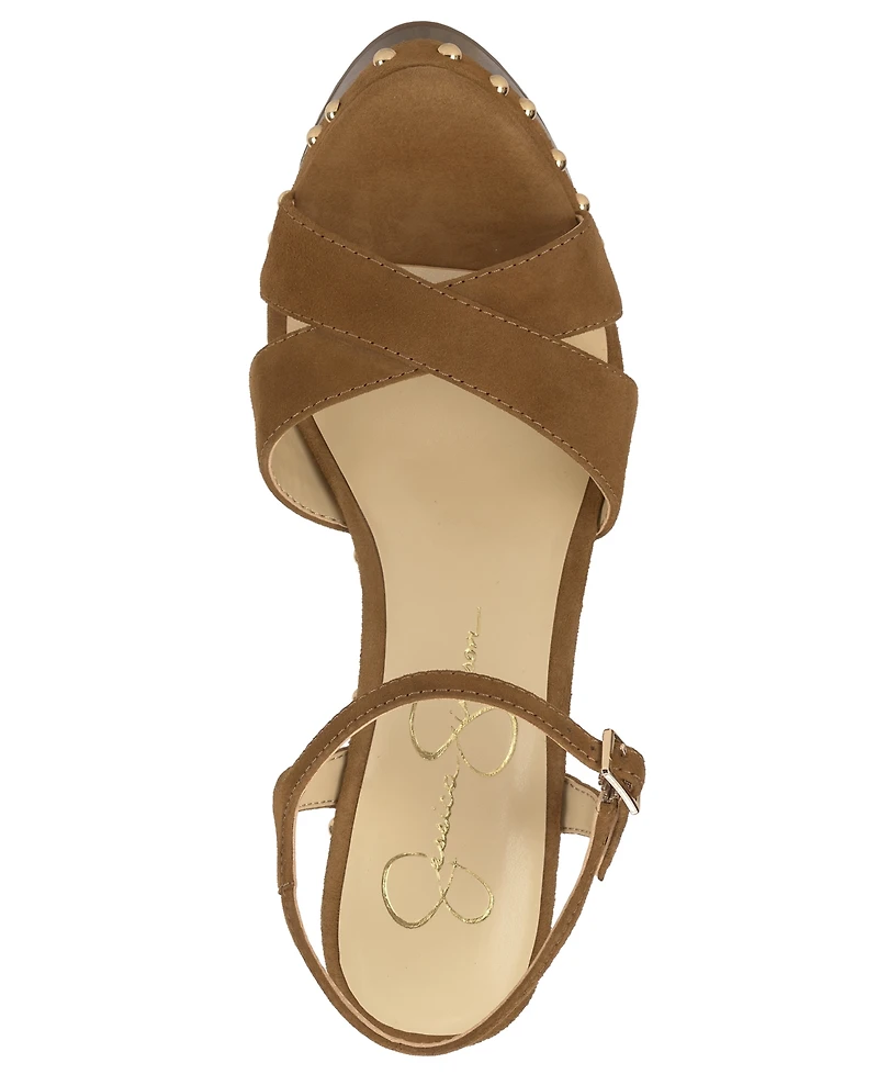 Jessica Simpson Women's Samintia Studded Wooden Platform Sandals