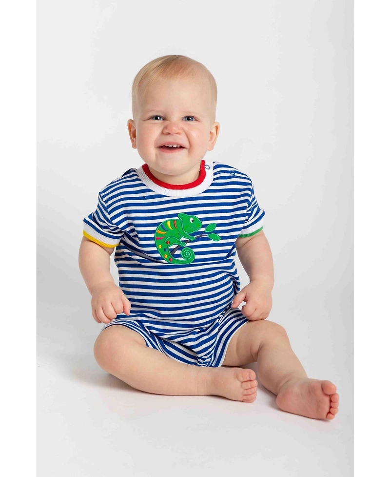 Florence Eiseman Baby Boy Stripe Knit Shortall With Lizard