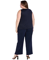 R & M Richards Plus Round Neck Top, Jacket Pants, 3-Piece Set