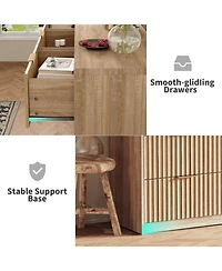 Gaomon 9 Drawer Dresser for Bedroom, Large Fluted Chest of Drawers, Wood Dressers Storage Organizer, Storage Cabinet for Bedroom Living & office