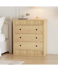 gaomon 3 Drawer Dresser for Bedroom, 31.5" Wide Fluted Chest of Drawers, Modern Wooden Nightstand Storage Cabinet Kids Room, Living Room