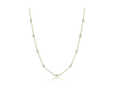 Rachel Glauber Classic Bezel Set Cubic Zirconia Chain Station Necklace