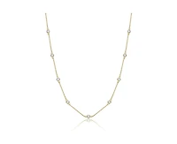 Rachel Glauber Classic Bezel Set Cubic Zirconia Chain Station Necklace