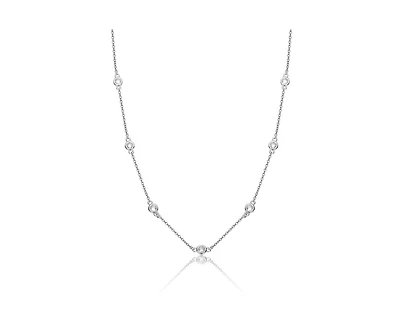 Rachel Glauber Classic Bezel Set Cubic Zirconia Chain Station Necklace