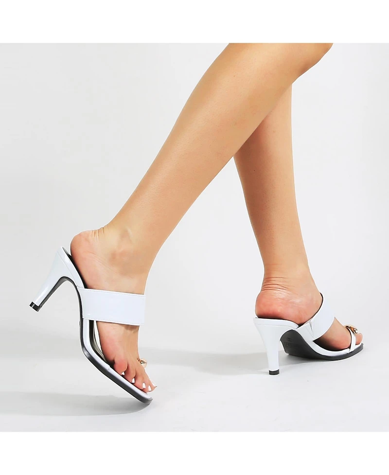 Berness Women's Catha Gold-Tone Toe Ring Heeled Sandals