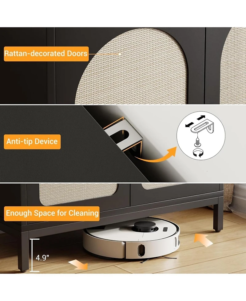 gaomon Rattan Sideboard Buffet Cabinet, Entryway Table, Accent Storage Cabinet, Console Table for Hallway, Living Room