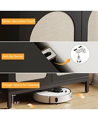 gaomon Rattan Sideboard Buffet Cabinet, Entryway Table, Accent Storage Cabinet, Console Table for Hallway, Living Room