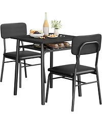 gaomon 3-Piece Dining Table Set for 2 with Storage Rack, Wood Kitchen Upholstered Chairs of