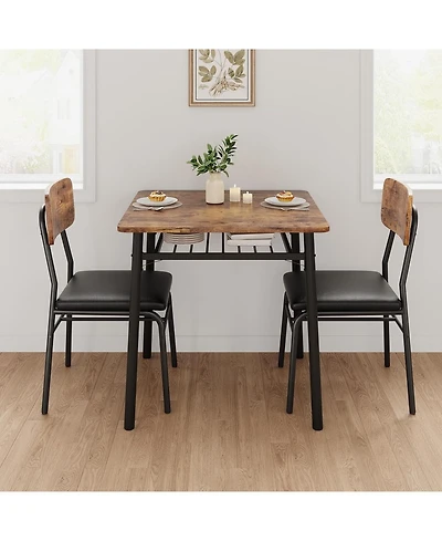 gaomon 3-Piece Dining Table Set for 2 with Storage Rack, Wood Kitchen Upholstered Chairs of