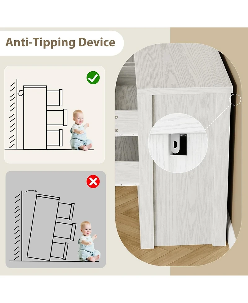 gaomon 6 Drawer Dresser for Bedroom, Wide Wood Chest of Drawers Handle Free, Large Modern Dresser Storage Cabinet for Living Room