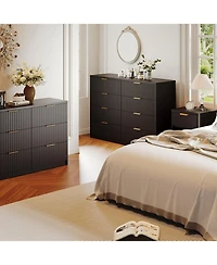 gaomon Fluted Dresser for Bedroom, 8 Drawer Double Dresser, Large Capacity & Anti-Tip, Modern Chest of Drawers with Metal Handles