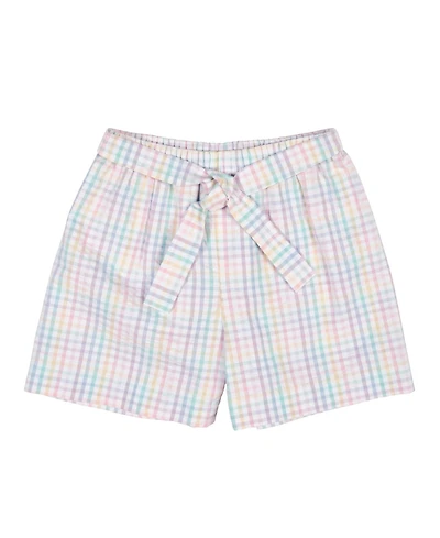 Florence Eiseman Toddler Girls Plaid Seersucker Shorts With Waist Tie