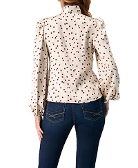 Ivonne Women's Long Sleeve Polka Dot Blouse with Neck Tie