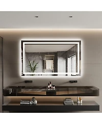 Homfan Led Bathroom Mirror with Front and Backlit Illumination, Dimmable Smart Vanity Mirror with Anti-Fog Feature