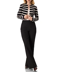 Ivonne Women's Striped Cropped Jacket with Modern Detailing