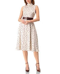 Ivonne Women's Polka Dot Midi Dress with Belt