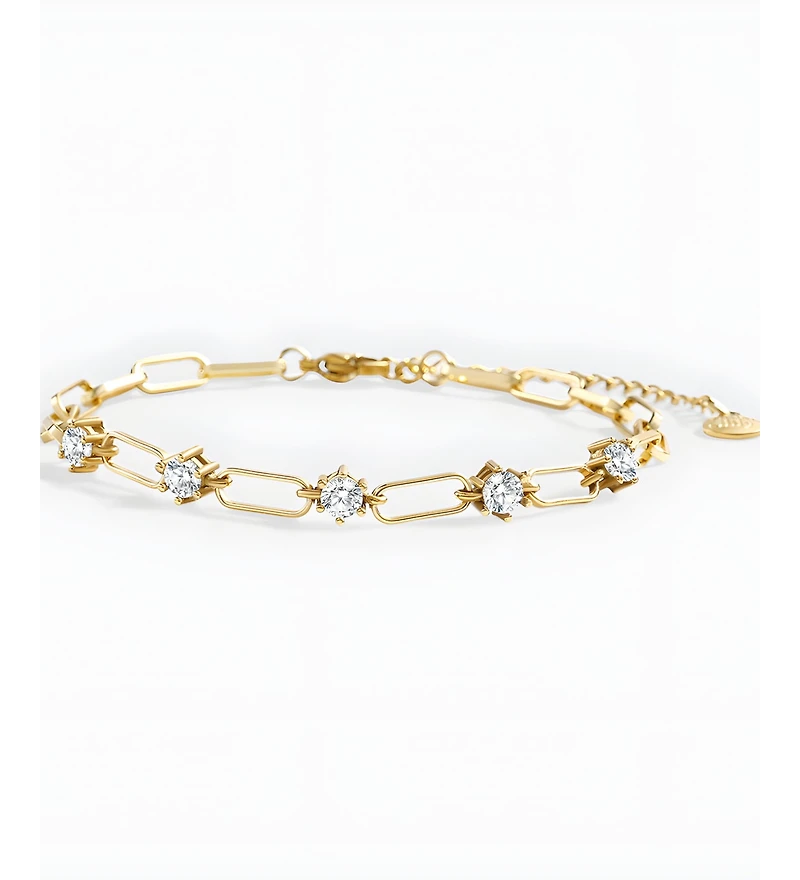 Mint & Lily Paperclip Bracelet with Gemstone Accents