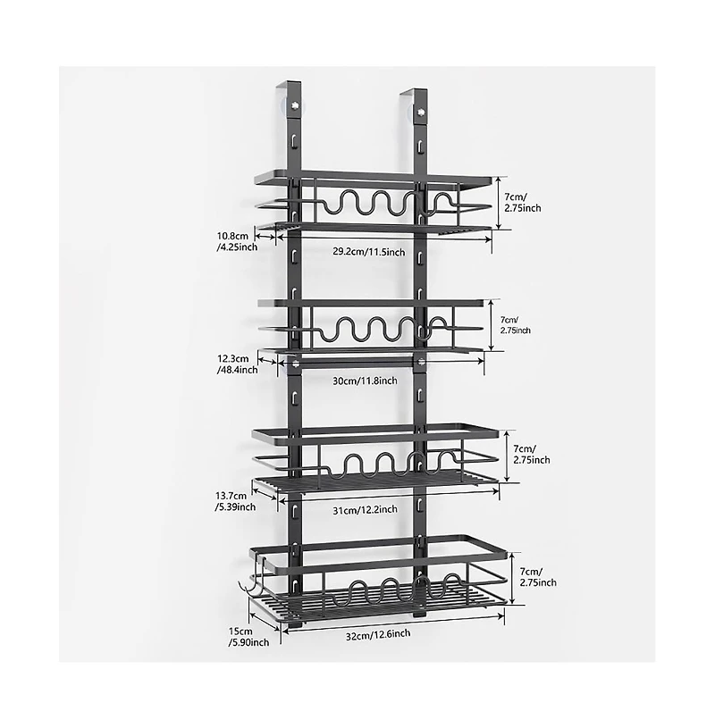 Homfan Over The Door Pantry Organizer, Bathroom Organizer Shelves, Multi-Tier Over The Door Organizer 4 Layers