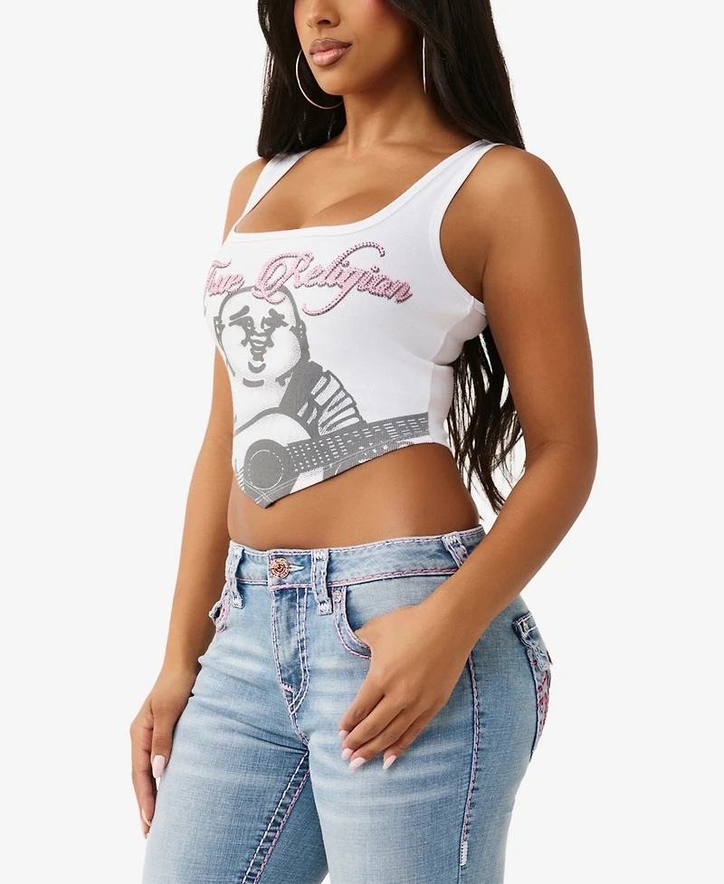 True Religion Women's Crystal Handkerchief Tank Top