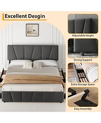 Gaomon King Size Bed Frame with Adjustable Headboard and 4 Storage Drawers