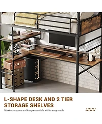 gaomon Led Bed Frame with Storage Headboard & Drawers - No Box Spring Needed