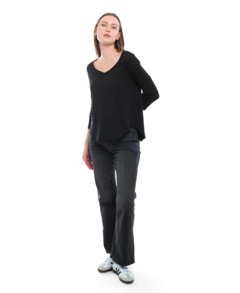 Wilt Clothing Women's 3/4 Sleeve V-Neck Shirttail Tee