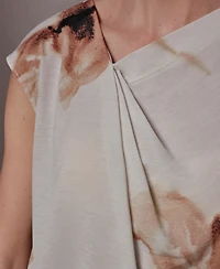 Donna Karan New York Women's Printed Asymmetric Neck Top