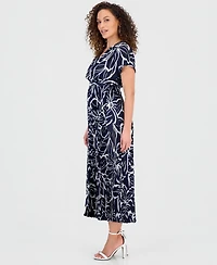 Sandra Darren Women's Printed Surplice-Neck Pleat-Skirt Dress
