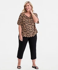 Jm Collection Plus Cowl-Neck Elbow-Sleeve Top, Macy's Exclusive