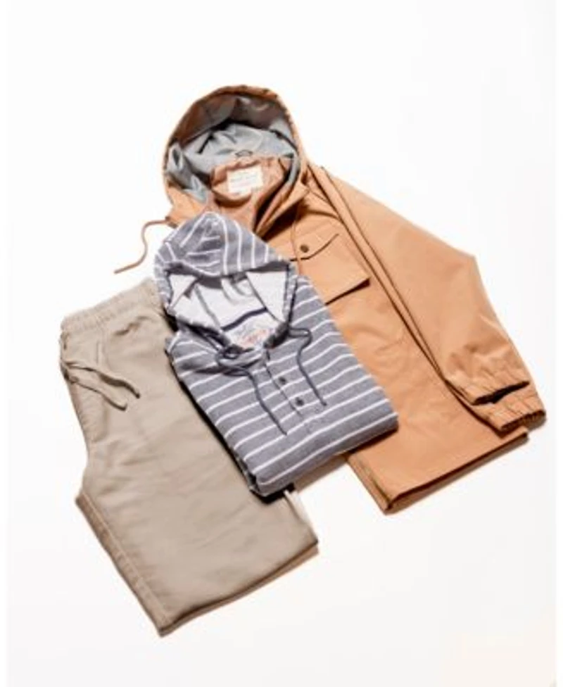 Weatherproof Vintage Mens Long Sleeve Mixy Quarter Button Hoodie Linen Drawstring Pants