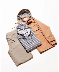 Weatherproof Vintage Mens Long Sleeve Mixy Quarter Button Hoodie Linen Drawstring Pants