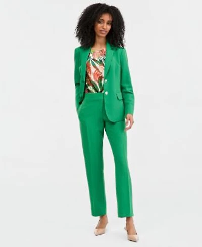 Kasper Double Button Blazer Pleated Neck Top Slim Pants