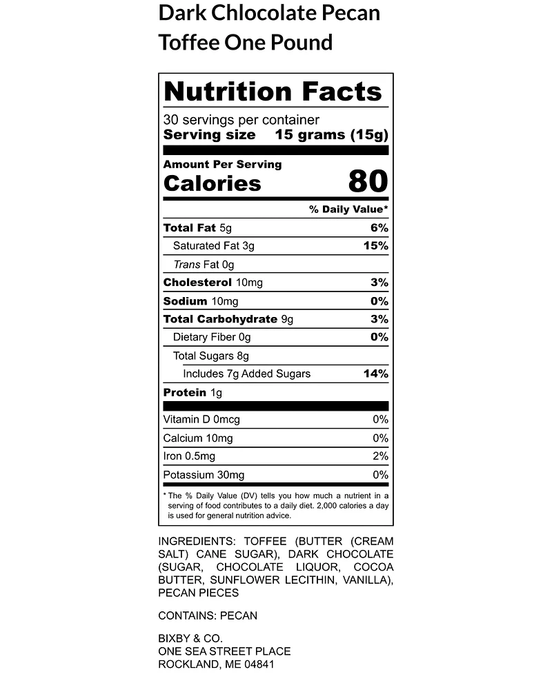 Bixby Chocolate Dark Chocolate Pecan Toffee Gift Box, 1 lb