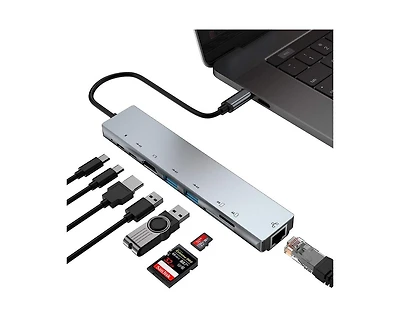 Risokeys 8 in 1 Usb C Hub Multiport Adapter- Laptop Docking Station Hub, for MacBook, Hp, Xps, ChromeBook, Surface, Pc, etc
