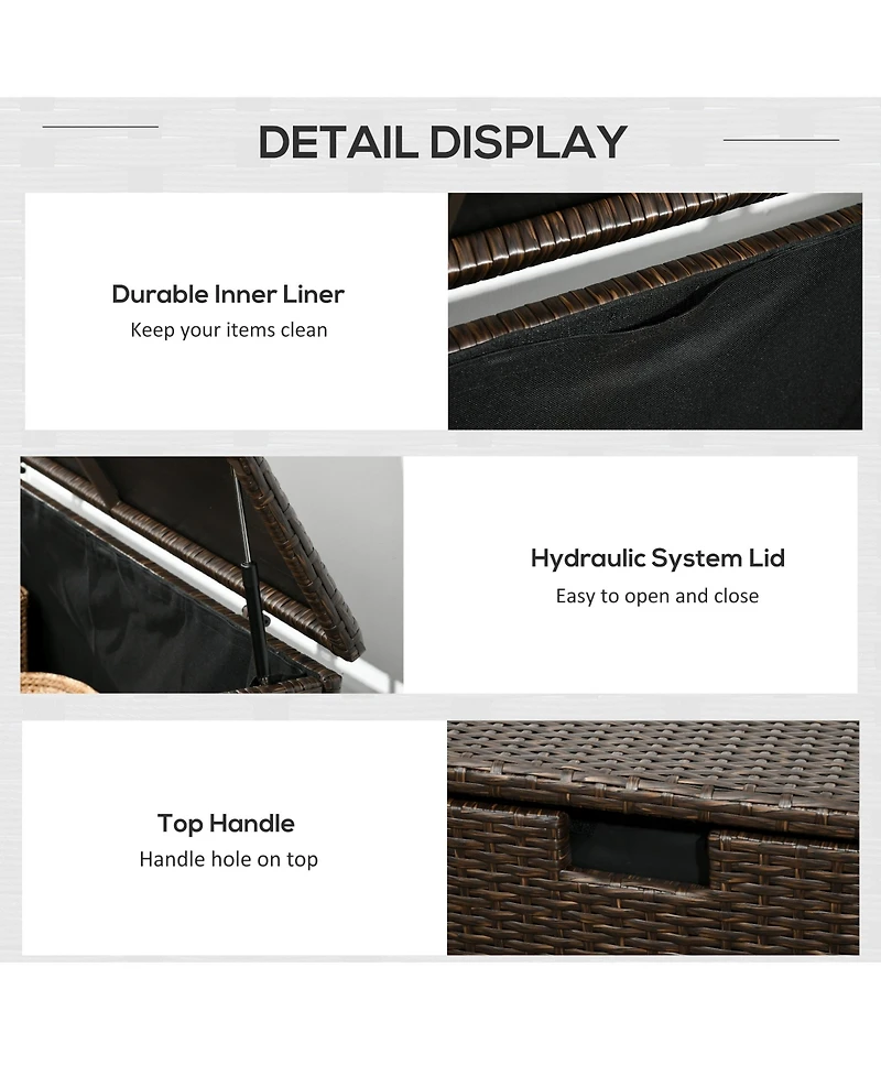 Outsunny 113 Gallon Deck Box with Groove Handle for Garden Tools