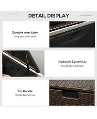 Outsunny 113 Gallon Deck Box with Groove Handle for Garden Tools