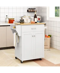 Volenca Rolling Kitchen Island Cart with Spice Rack and Adjustable Shelf, Storage Organizer