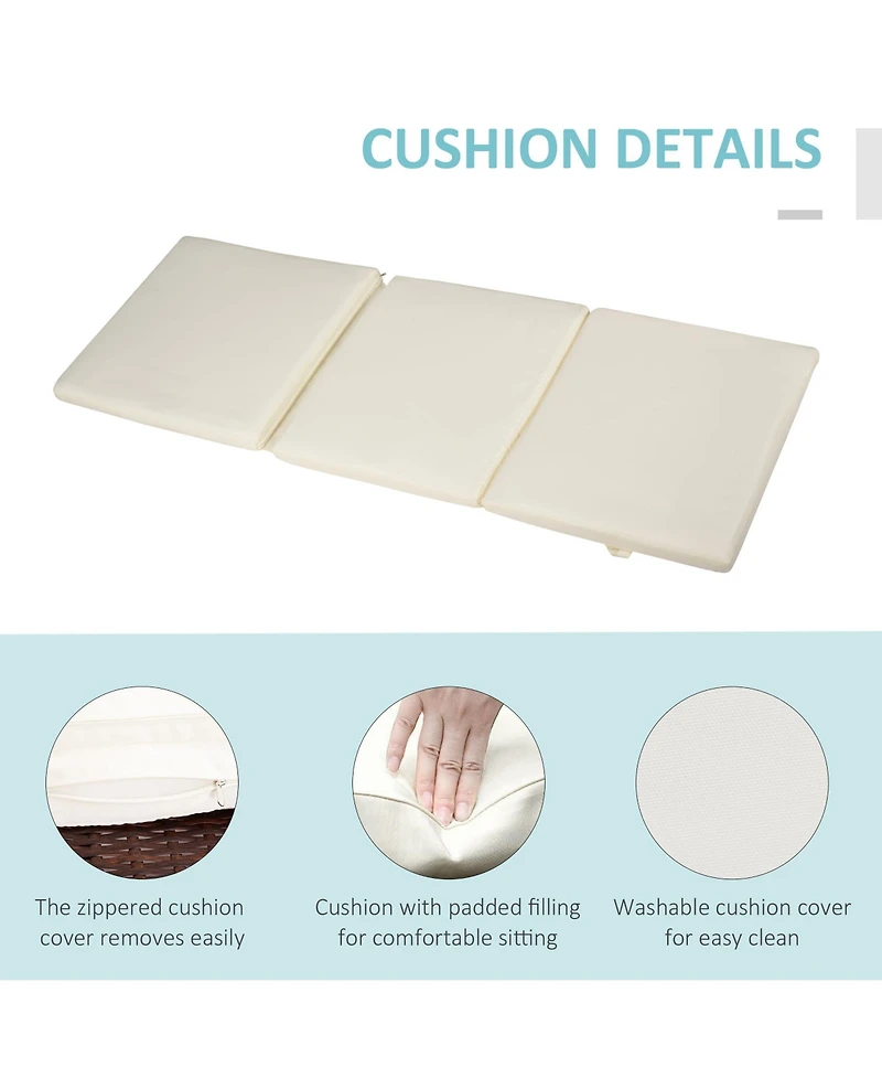 Outsunny Patio Rat Lounge Chair, Cushioned, Adjustable Backrest,