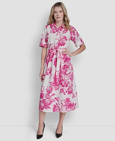 Dkny Women's Elbow-Sleeve Button-Front Shirt Dress