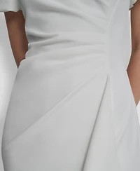 Dkny Women's Bubble Sleeve Scuba Crepe Ruched Sheath Dress