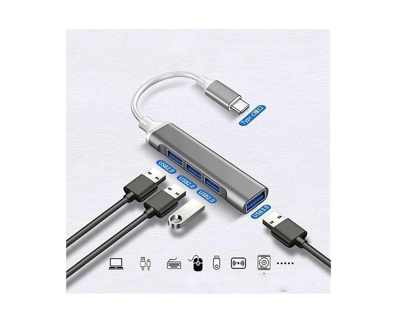 Risokeys Usb Extender 4-Port Small Usb Hub for Pc Laptop 5Gbps Data Transfer for Desktop, Usb Flash Drives, Mobile Hdd