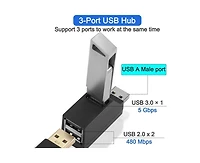 Risokeys 3 Ports Usb 3.0 Hub 90 Degree Splitter, Hi-Speed 5Gbps Data Transfer Usb Expander