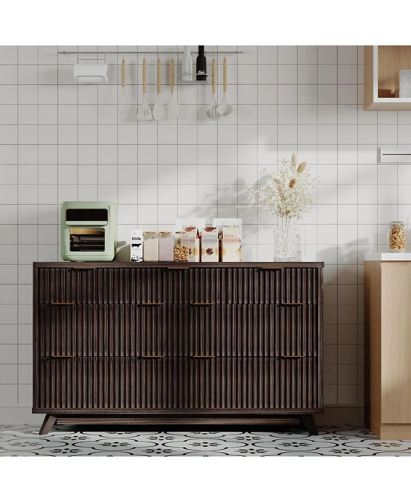 Gaomon Fluted Drawers Dresser for Bedroom, 54" Wide Modern Chest of Drawers, Curved Profile Design