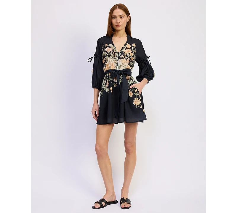 En Saison Women's Iris Long-Sleeve V-Neck Mini Dress